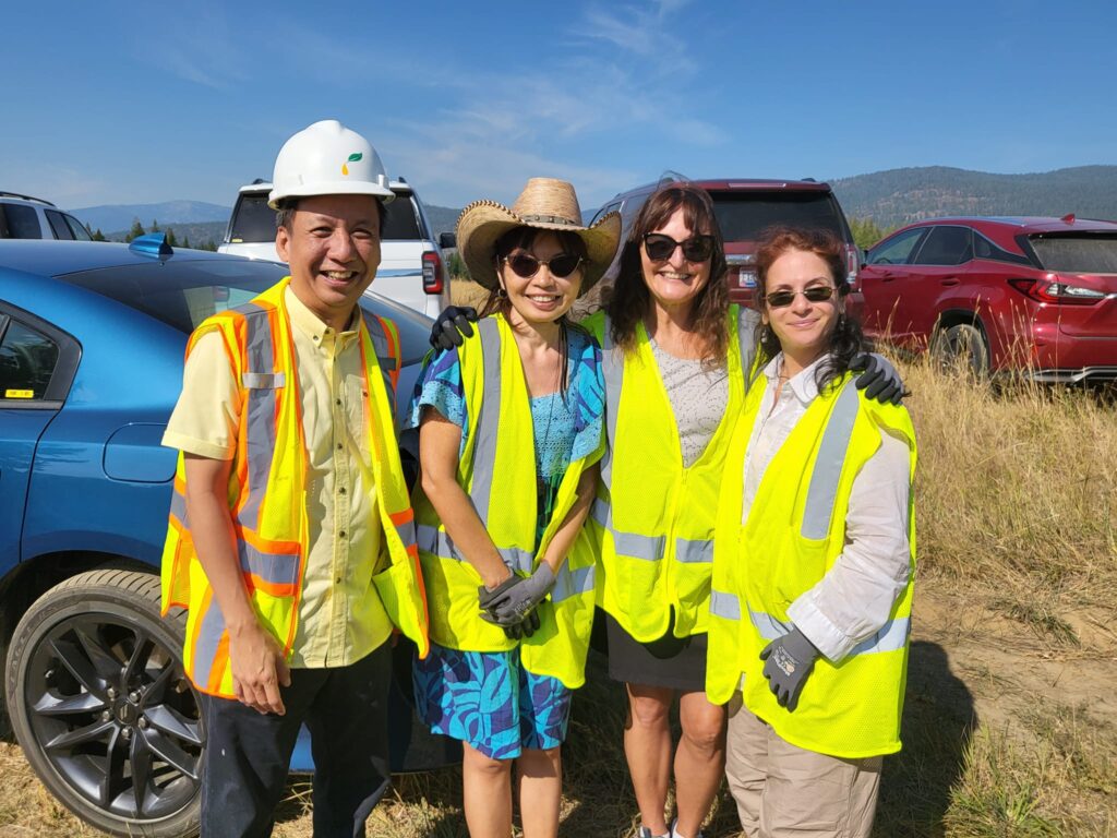 Left to right: Hengki Sukardi, Teo Sek Jen, Bernadette Williams, and Rihab Sawah ready to harvest Grand Fir